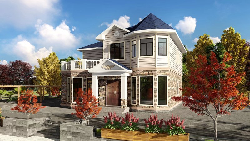 220平方美式風(fēng)格輕鋼別墅戶型(圖1) 睿婕輕鋼別墅